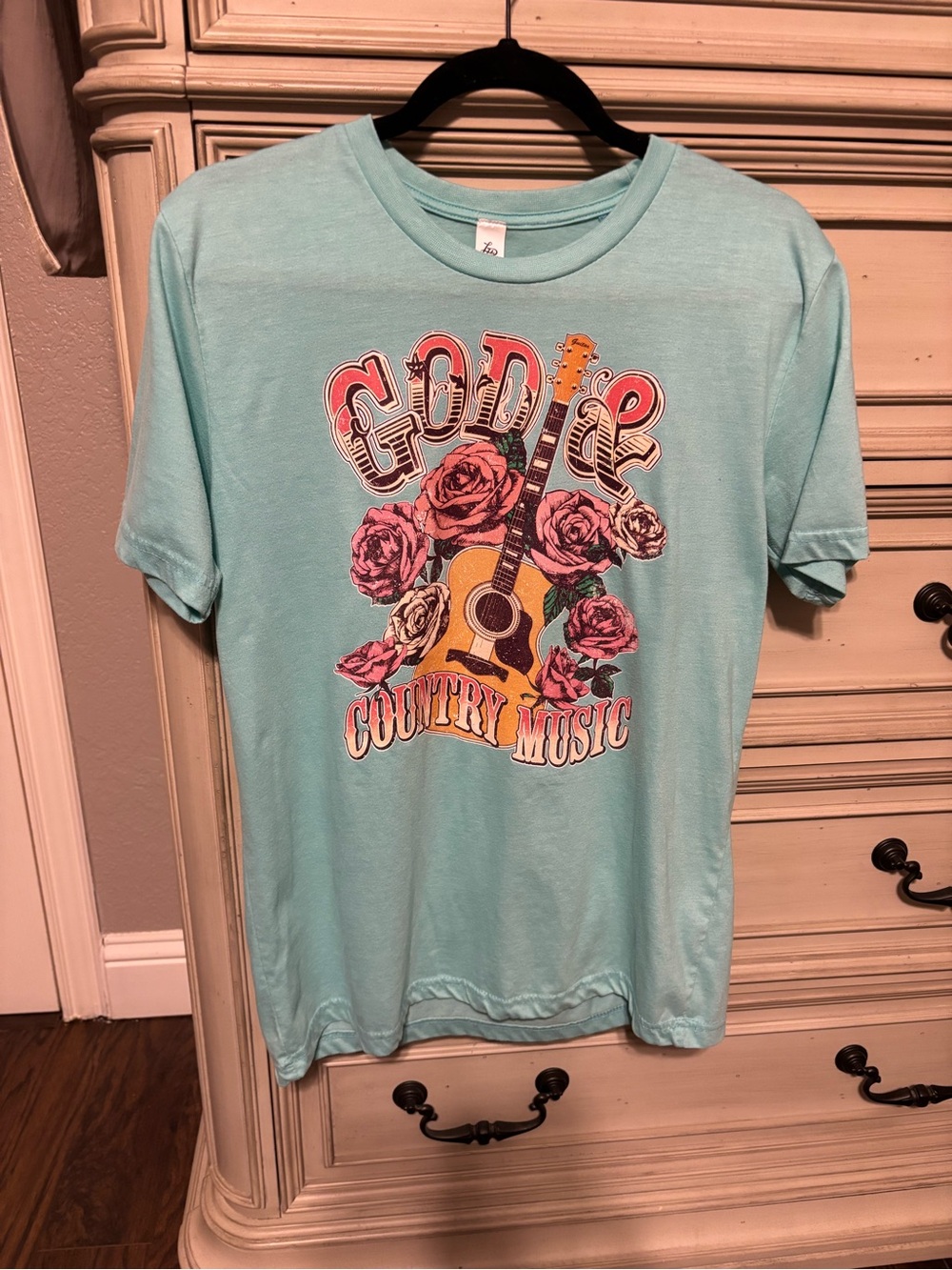 Lucky & Blessed Light Aqua Graphic Country Music Tee